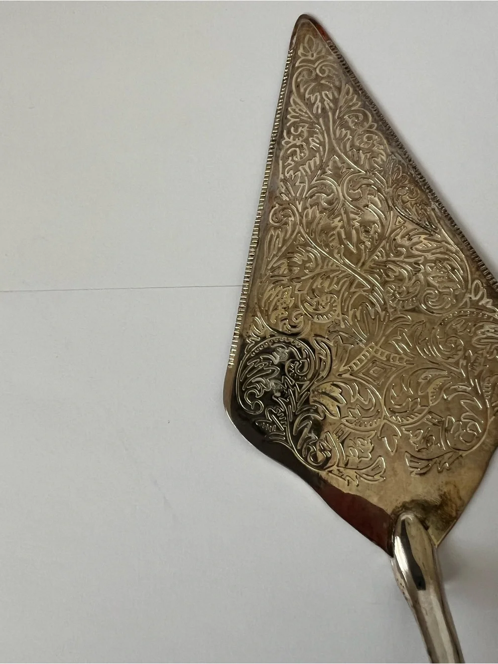 Vintage Ornate Silver Plate Pie/Cake Server Engraved Floral Scrollwork